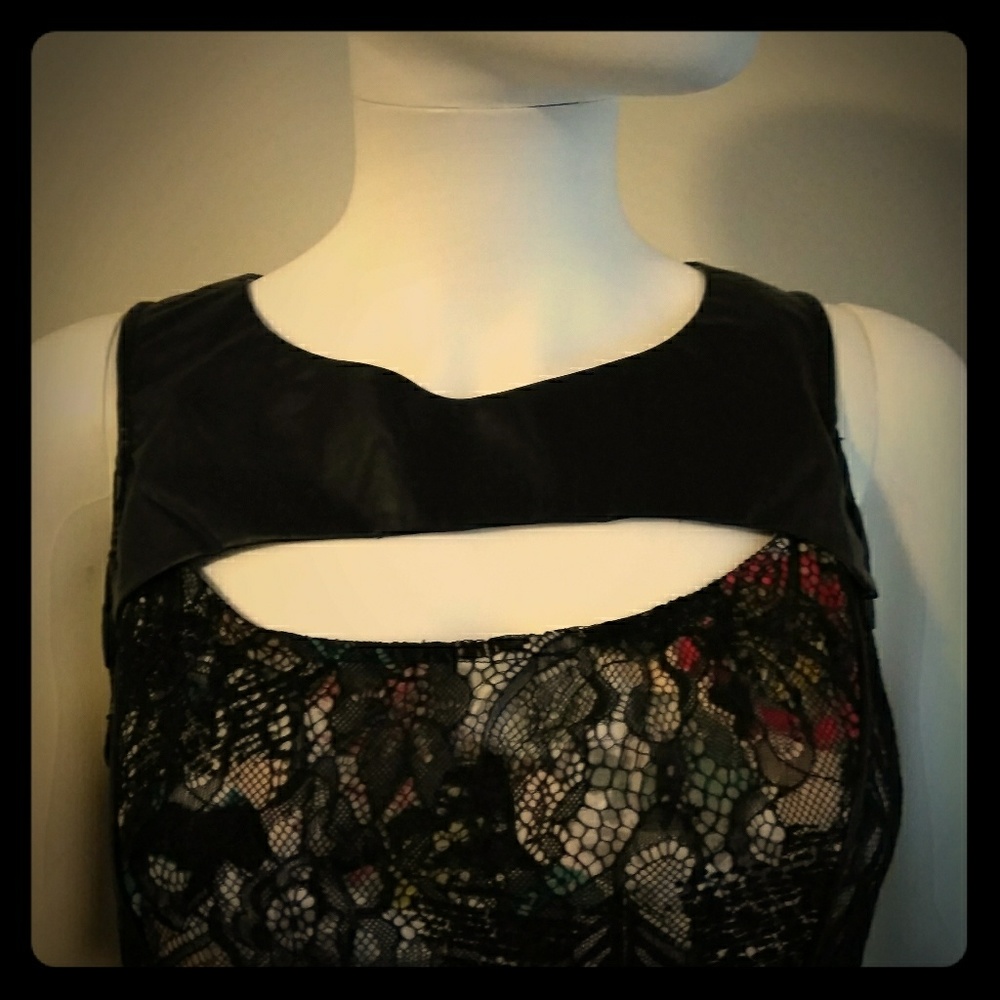 Edgy Lace & Floral NWT Black Dress